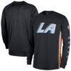 LA Clippers Nike 2025/26 City Edition Authentic Pregame Dri-FIT Long Sleeve Shooting T-Shirt - Black - Front View