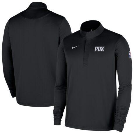 Portland Trail Blazers Nike 2025/26 City Edition Remix Authentic Coaches Dri-FIT Half-Zip Top - Black - Front View