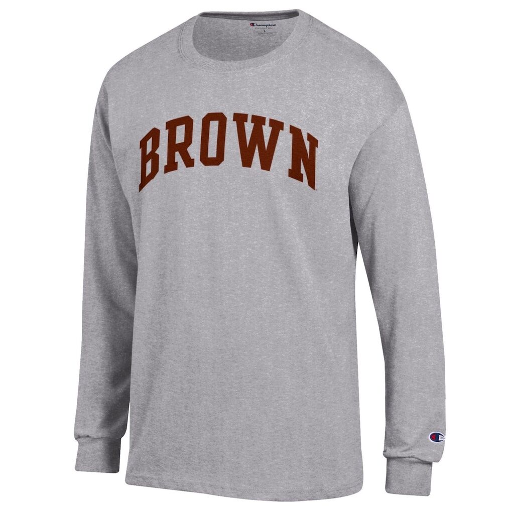 Brown Bears Champion Basic Arch Long Sleeve T-Shirt - Heather Gray