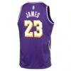 LeBron James Los Angeles Lakers Jordan Brand Youth Swingman Jersey - Purple - Detail View