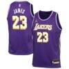 LeBron James Los Angeles Lakers Jordan Brand Youth Swingman Jersey - Purple - Front View
