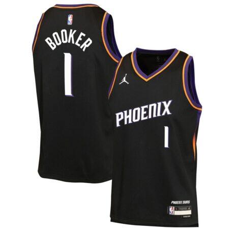 Devin Booker Phoenix Suns Jordan Brand Youth Swingman Jersey - Black - Front View