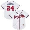 Deion Sanders Atlanta Braves Mitchell & Ness Cooperstown Collection 1992 Authentic Jersey - White - Front View