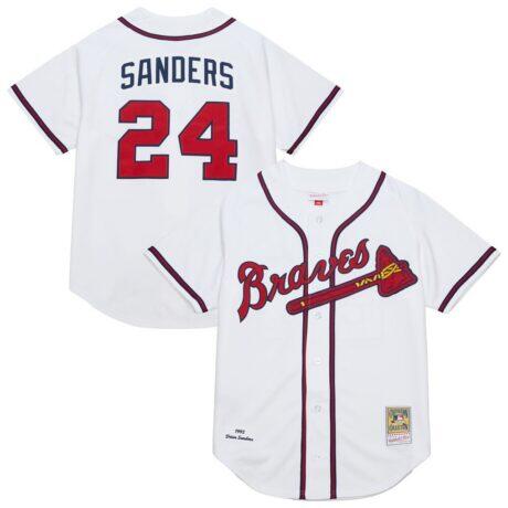 Deion Sanders Atlanta Braves Mitchell & Ness Cooperstown Collection 1992 Authentic Jersey - White - Front View