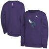 Charlotte Hornets Jordan Brand Youth Courtside Statement Edition Sweatshirt - Purple - Front View