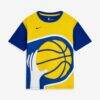 Indiana Pacers Nike Youth 2025/26 City Edition Courtside Max90 T-Shirt - Gold - Front View