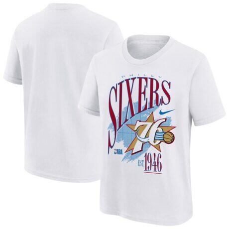 Philadelphia 76ers Nike Youth Hardwood Classics Champs Max90 T-Shirt - White - Front View