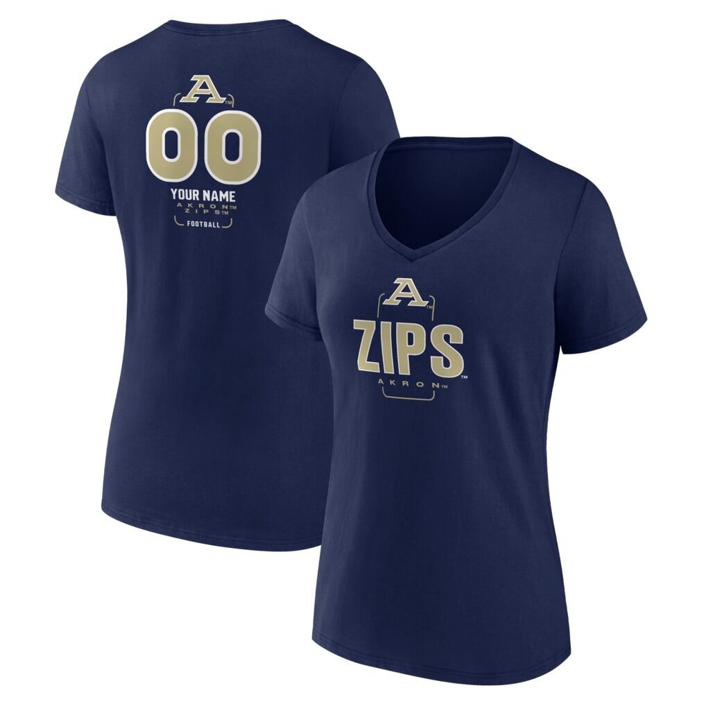 Akron Zips Women's Personalized Name & Number Midfielder V-Neck T-Shirt