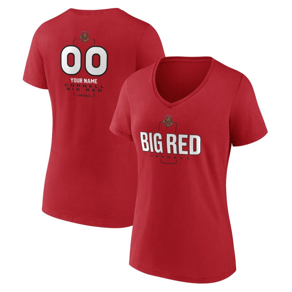 Cornell Big Red Women's Personalized Name & Number Midfielder V-Neck T-Shirt
