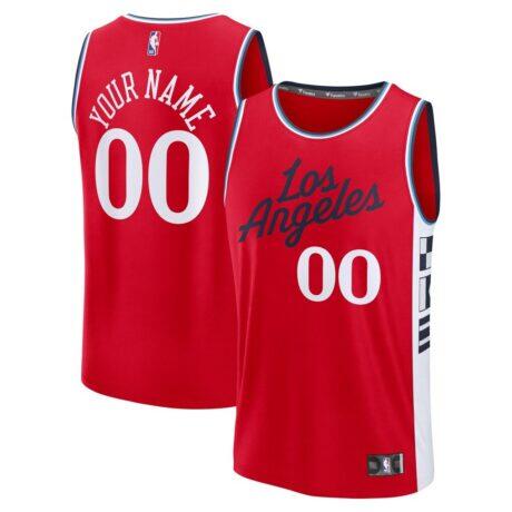 LA Clippers Fashion7 Fast Break Custom Jersey - Red - Front View