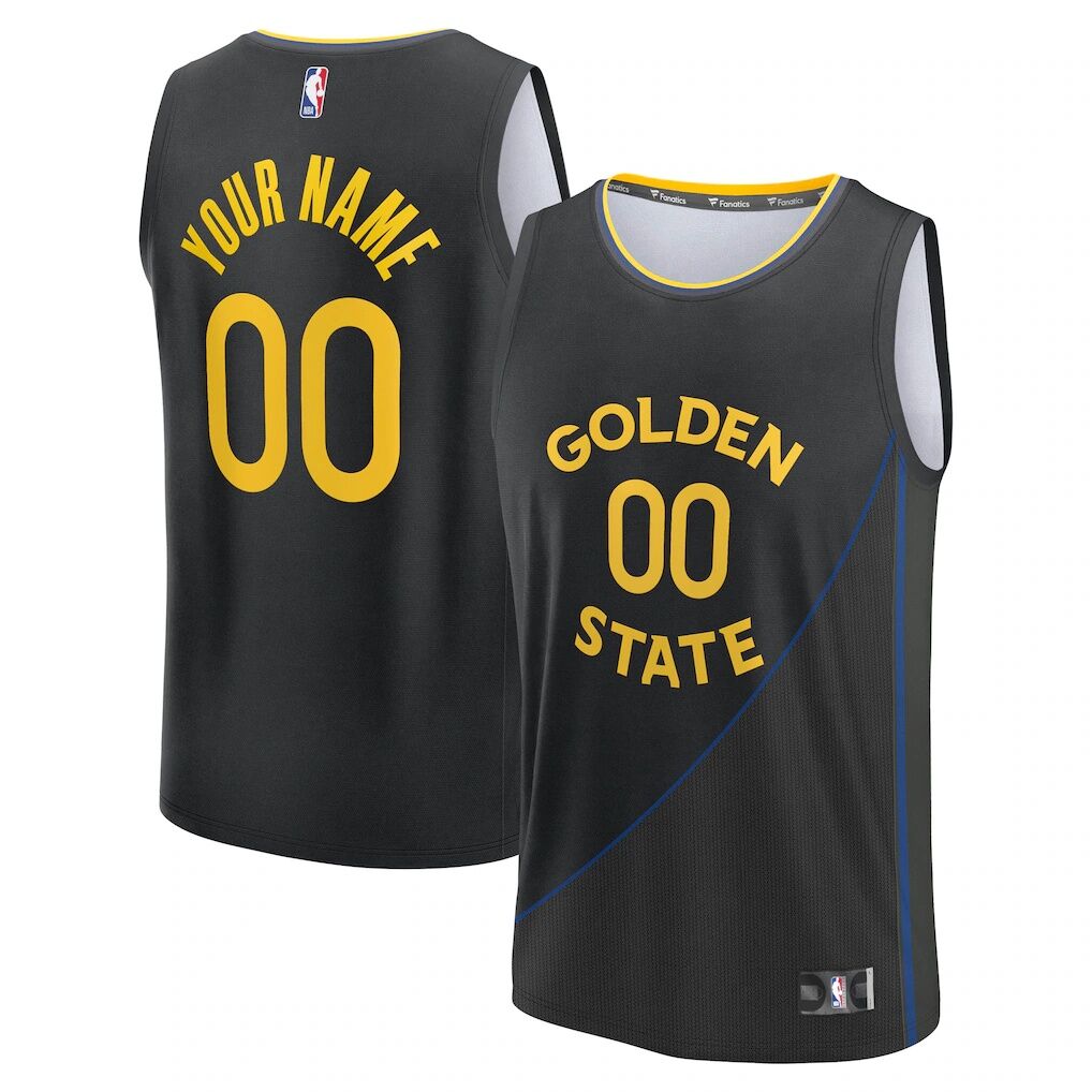 Golden State Warriors Fashion7 Youth Fast Break Custom Replica Jersey – Black  – Statement Edition