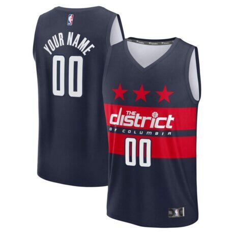 Washington Wizards Fashion7 Youth Fast Break Custom Replica Jersey - Navy - - Front View