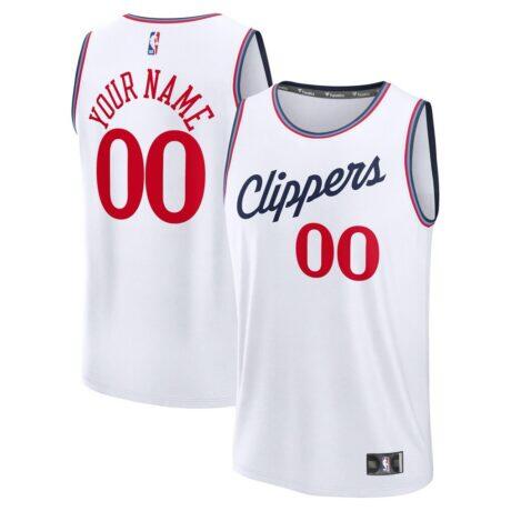 LA Clippers Fashion7 Fast Break Custom Jersey - White - Front View