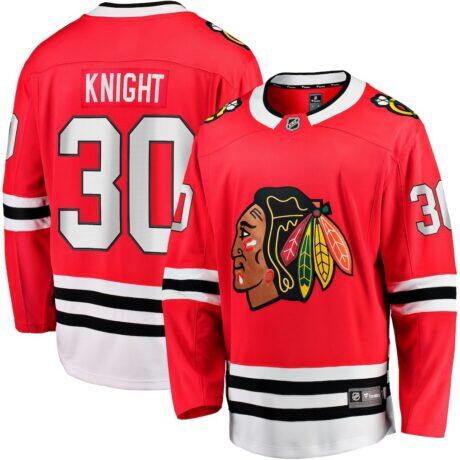Spencer Knight Chicago Blackhawks Fashion7 Home Breakaway Jersey - Red - Front View
