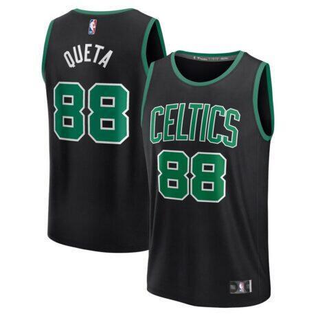 Neemias Queta Boston Celtics Fanatics Fast Break Replica Player Jersey - Black - Front View