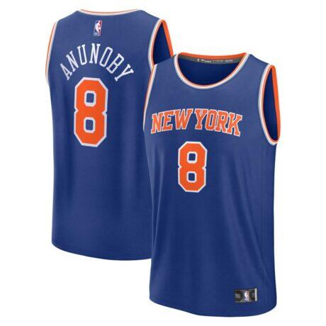 OG Anunoby New York Knicks Fashion7 Fast Break Replica Player Jersey - Blue - Front View