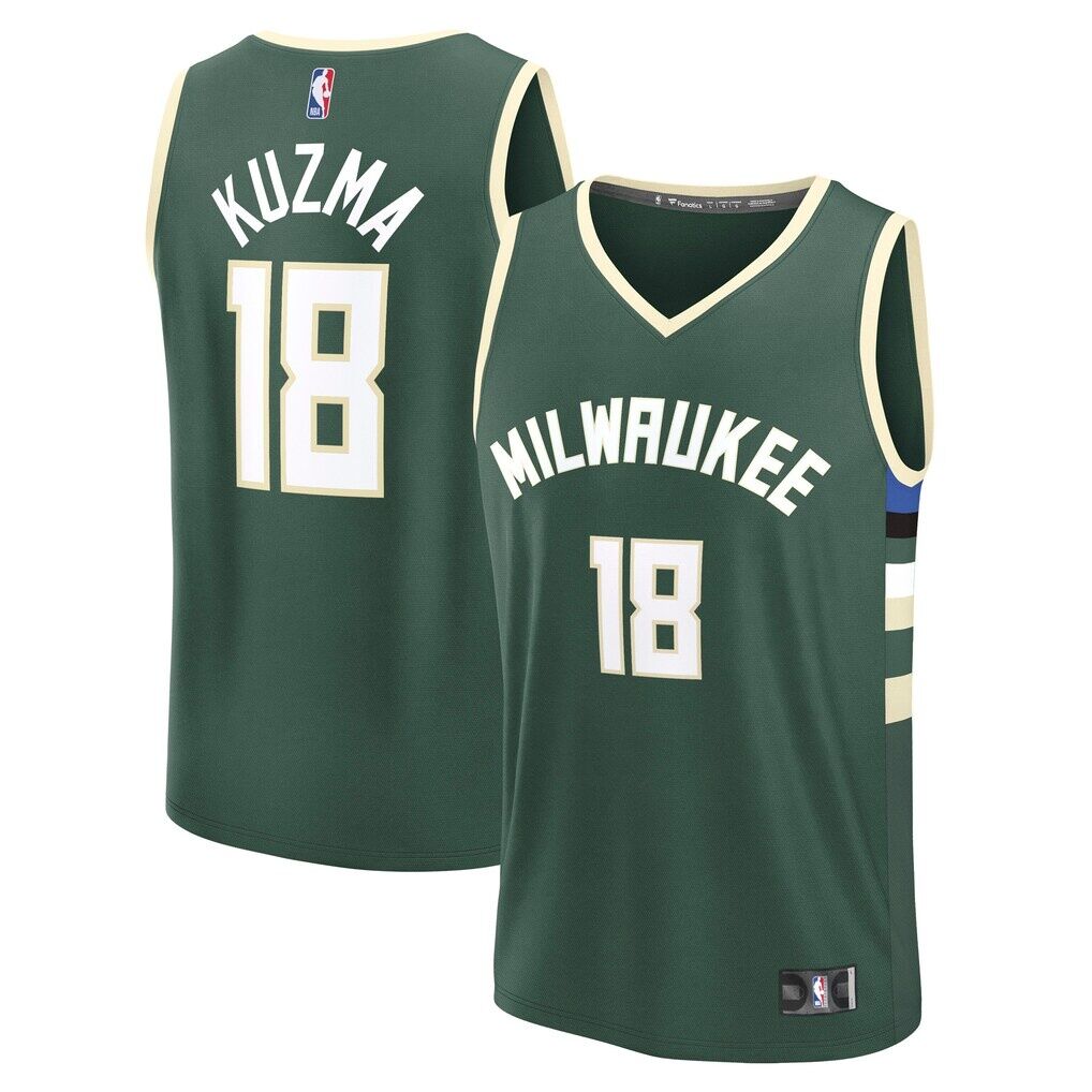 Kyle Kuzma Milwaukee Bucks Fashion7 Fast Break Replica Player Jersey - Icon Edition - Hunter Green