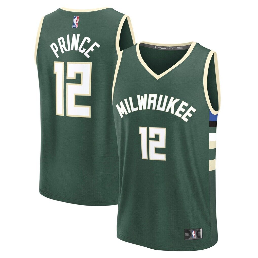 Taurean Prince Milwaukee Bucks Fashion7 Fast Break Replica Player Jersey - Icon Edition - Hunter Green