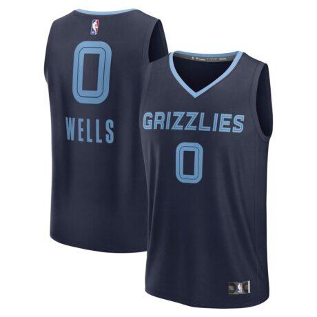 Jaylen Wells Memphis Grizzlies Fashion7 Fast Break Replica Player Jersey - Navy - Front View