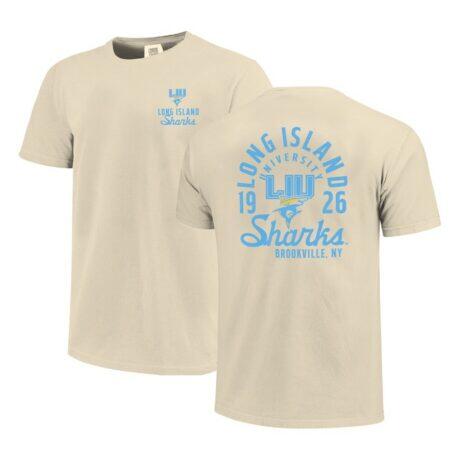 LIU Sharks Comfort Colors Mascot Overlay T-Shirt - Cream - Front View
