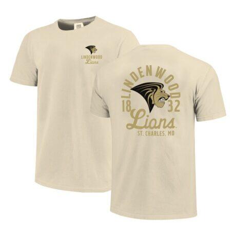 Lindenwood Lions Comfort Colors Mascot Overlay T-Shirt - Cream - Front View