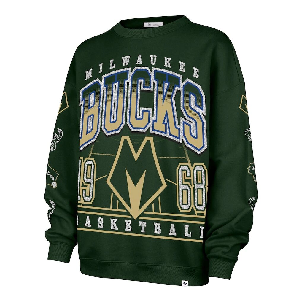 Milwaukee Bucks '47 Women's 2025/26 City Edition Go Big Oversized Sweatshirt - Hunter Green