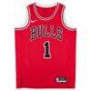 Derrick Rose Chicago Bulls Autographed Fashion7 Authentic Red Nike Icon Edition Swingman Jersey with "2011 MVP" Inscription - - Detail View