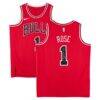 Derrick Rose Chicago Bulls Autographed Fashion7 Authentic Red Nike Icon Edition Swingman Jersey with "2011 MVP" Inscription - - Front View