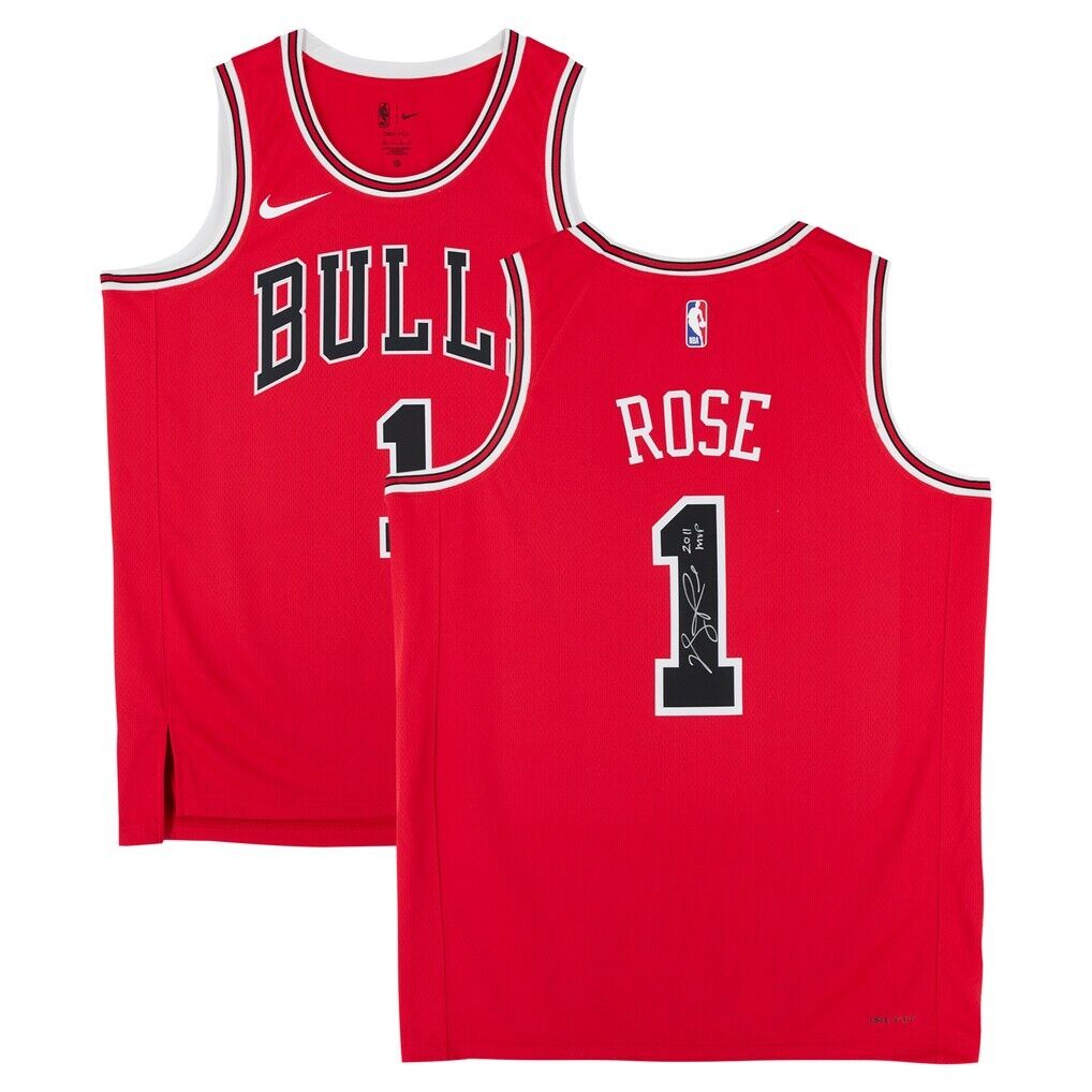 Derrick Rose Chicago Bulls Autographed Fashion7 Authentic Red Nike Icon Edition Swingman Jersey with "2011 MVP" Inscription