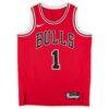 Derrick Rose Chicago Bulls Autographed Fashion7 Authentic Red Nike Icon Edition Swingman Jersey - - Detail View