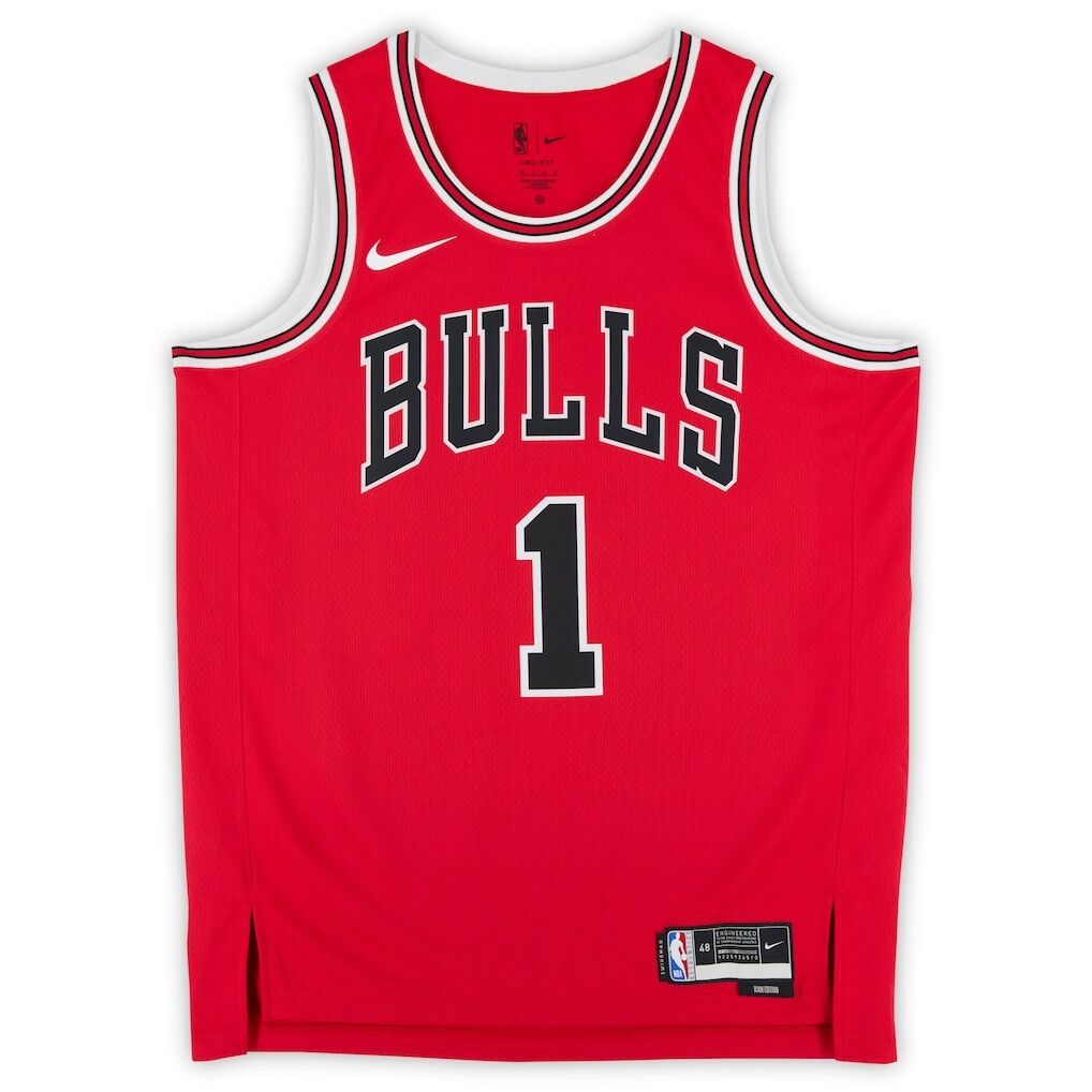 Derrick Rose Chicago Bulls Autographed Fashion7 Authentic Red Nike Icon Edition Swingman Jersey
