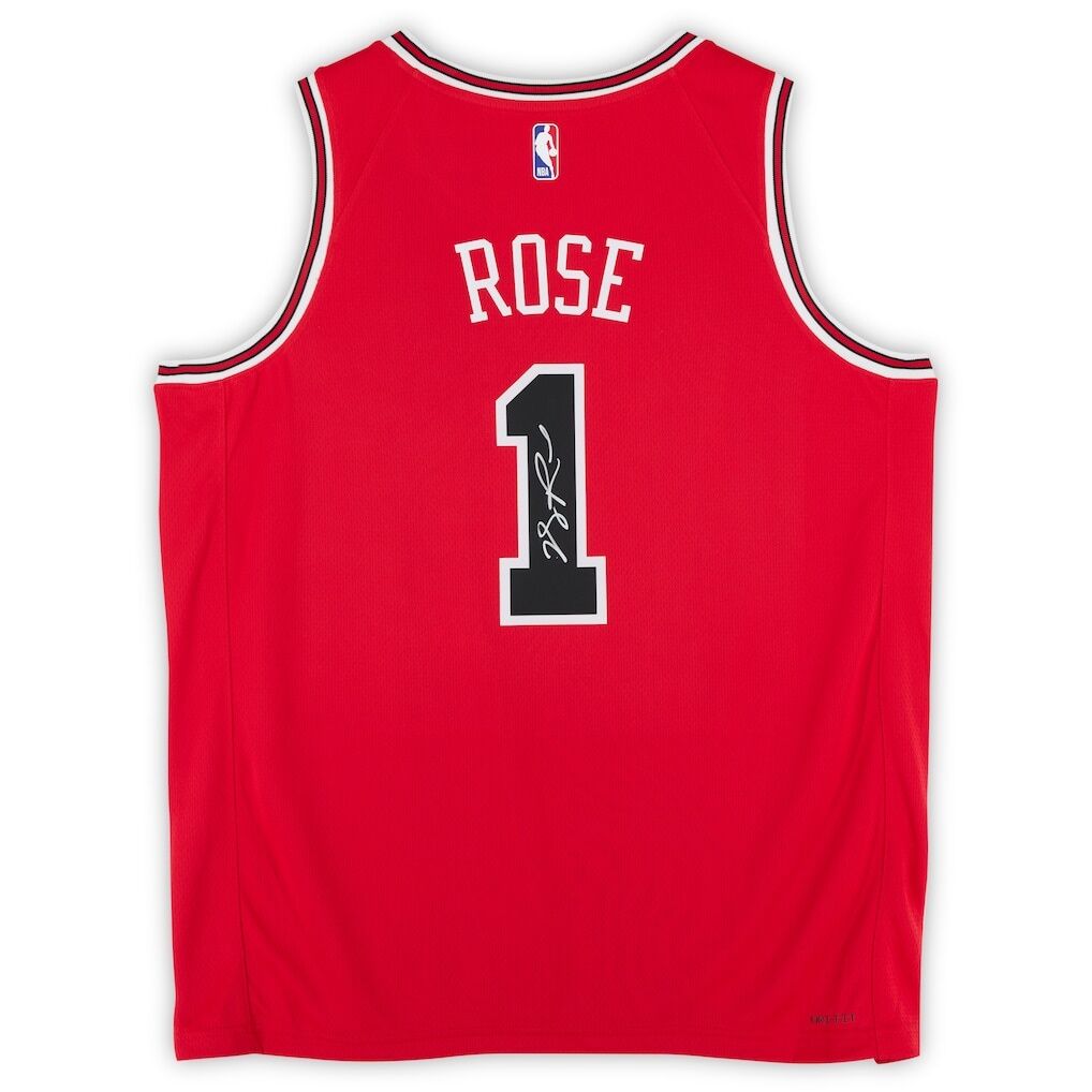 Derrick Rose Chicago Bulls Autographed Fashion7 Authentic Red Nike Icon Edition Swingman Jersey