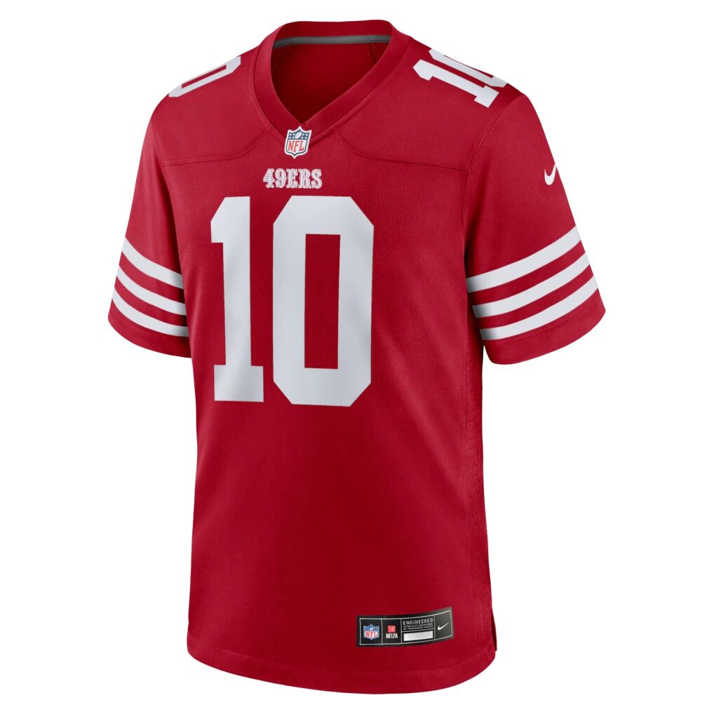 Mac Jones San Francisco 49ers Nike Team Game Jersey -  Scarlet