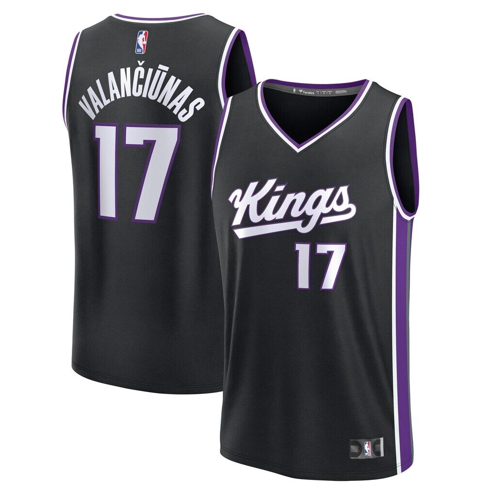 Jonas Valančiūnas Sacramento Kings Fashion7 Fast Break Replica Jersey - Black - Icon Edition