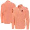 Baltimore Orioles Antigua Porter Woven Long Sleeve Button-Down Shirt - Orange - Front View