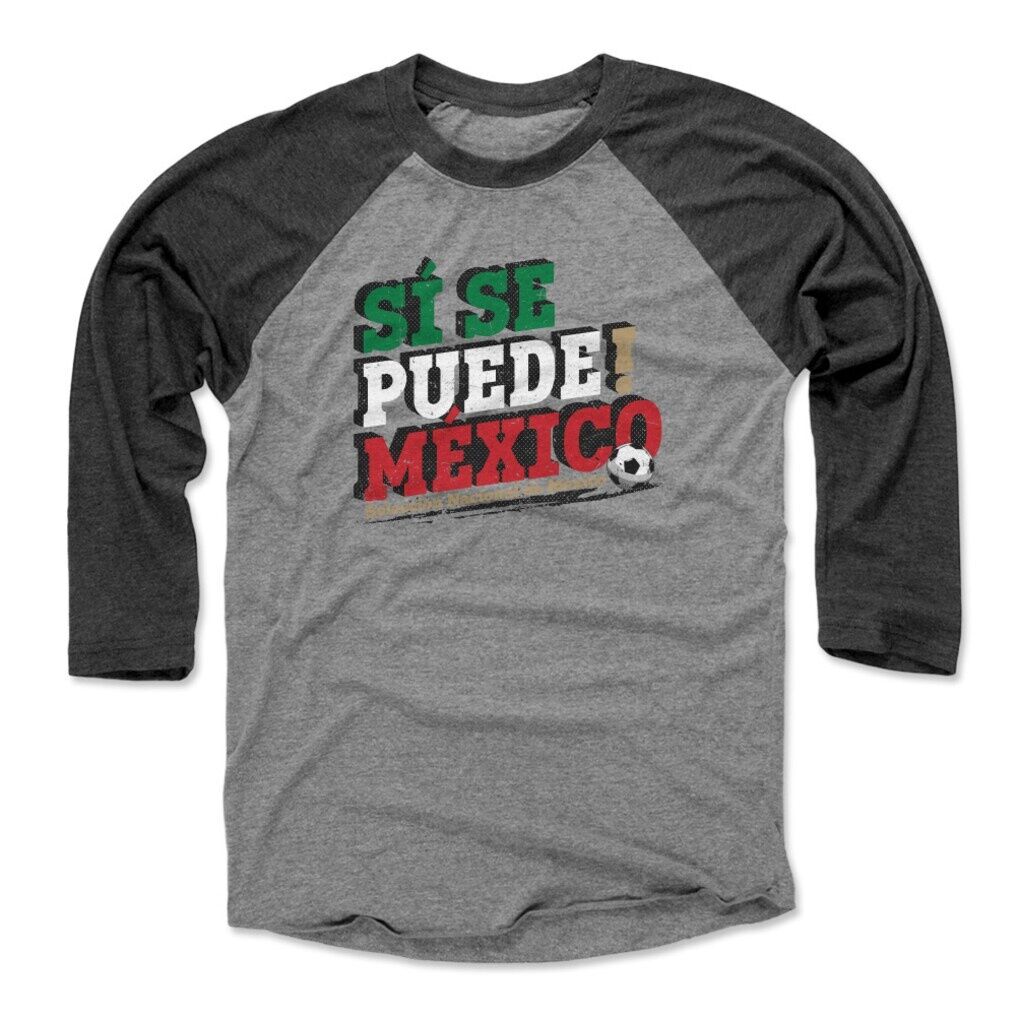 Mexico National Team 500 Level Si Se Puede  Raglan 3/4-Sleeve Baseball T-Shirt - Black/Heather Gray
