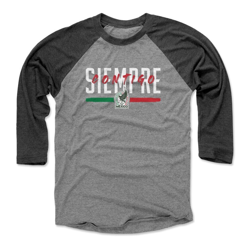 Mexico National Team 500 Level Siempre Contigo 3/4-Sleeve Tri-Blend Baseball T-Shirt - Black/Heather Gray