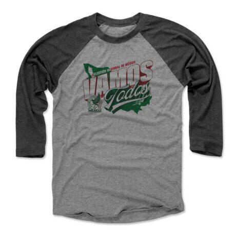 Mexico National Team 500 Level Vamos Todos Country 3/4-Sleeve Tri-Blend Baseball T-Shirt - - Front View