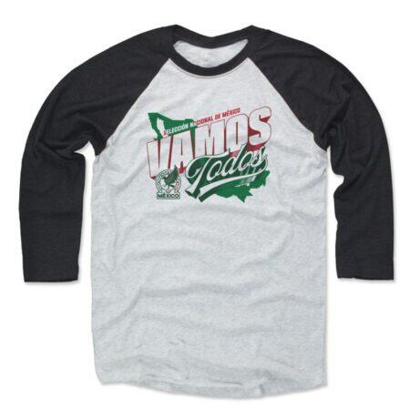 Mexico National Team 500 Level Vamos Todos 3/4-Sleeve Tri-Blend Baseball T-Shirt - - Front View