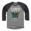 Mexico National Team 500 Level Vamos Todos Julián Quiñones, Santiago Giménez & Edson Álvarez Raglan 3/4-Sleeve Baseball T-Shirt - Black - Front View