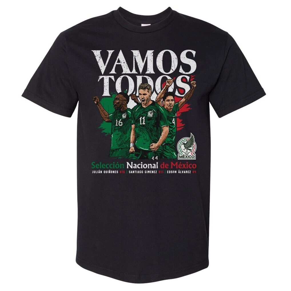 Mexico National Team 500 Level Vamos Todos Julián Quiñones, Santiago Giménez & Edson Álvarez T-Shirt