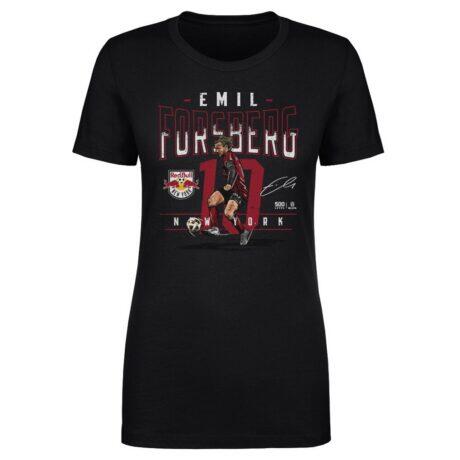Emil Forsberg New York Red Bulls 500 Level Women's Feature T-Shirt - Black - Front View