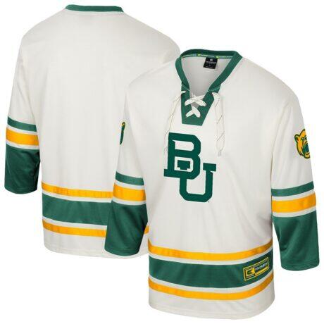 Baylor Bears Colosseum Puck Proud Fashion Hockey Jersey - Cream - Front View
