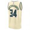 Giannis Antetokounmpo Milwaukee Bucks Fashion7 Youth 2025/26 City Edition Fast Break Jersey - Cream - Detail View