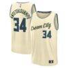 Giannis Antetokounmpo Milwaukee Bucks Fashion7 Youth 2025/26 City Edition Fast Break Jersey - Cream - Front View