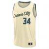 Giannis Antetokounmpo Milwaukee Bucks Fashion7 Youth 2025/26 City Edition Fast Break Jersey - Cream - Side View