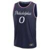 Tyrese Maxey Philadelphia 76ers Fashion7 Youth 2025/26 City Edition Fast Break Jersey - Navy - Back View