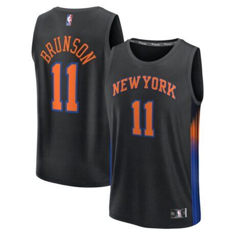 Jalen Brunson New York Knicks Fashion7 Fast Break Jersey - Black - Front View