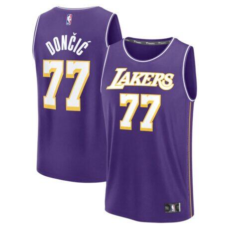 Luka Dončić Los Angeles Lakers Fashion7 Youth Fast Break Jersey - Purple - Front View