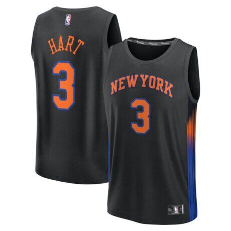 Josh Hart New York Knicks Fashion7 Youth Fast Break Jersey - Black - Front View